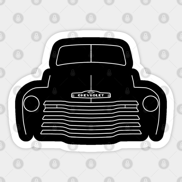 1949 Chevy 3100 stepside classic pickup truck outline graphic (white) Sticker by soitwouldseem